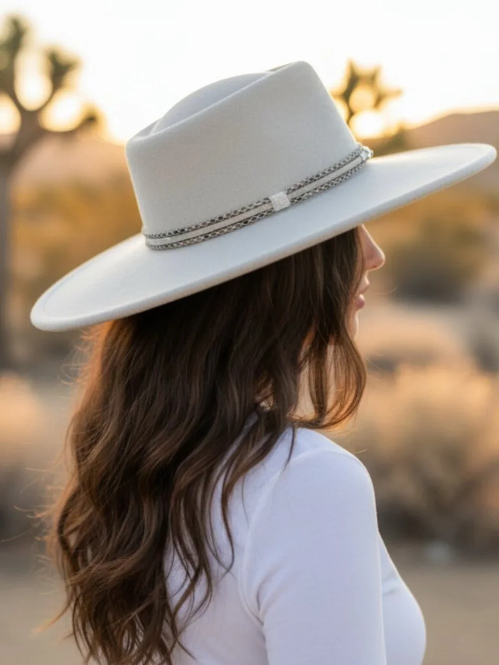 Oatmeal Wide Brim Fedora Hat Boho Western Braided Tassel One Size.